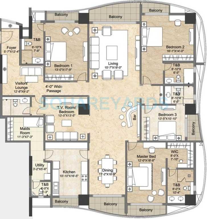 Floor plan of 5 BHK 4724 Sq. Ft. Apartment in Phoenix Royal Crest Apartments, Chennai