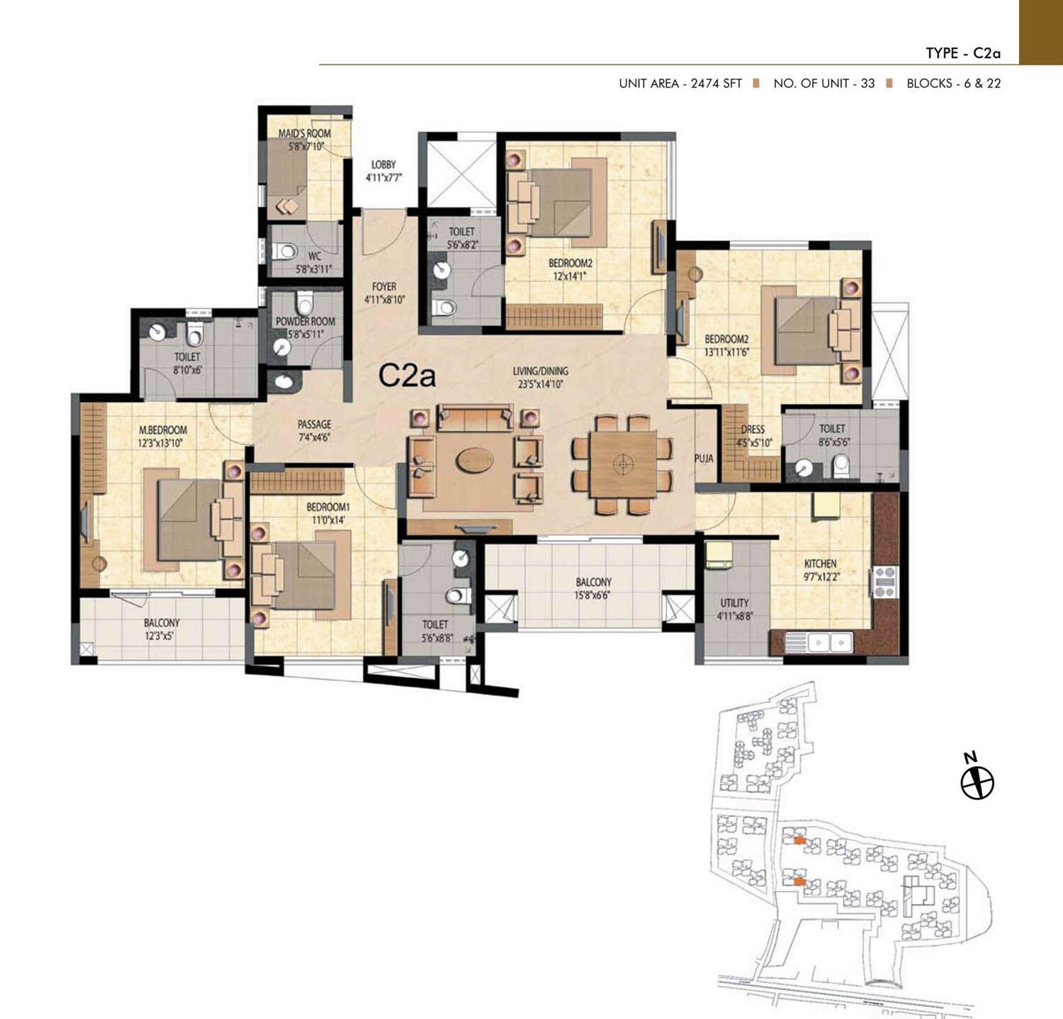 4 BHK 2474 Sq. Ft. Apartment