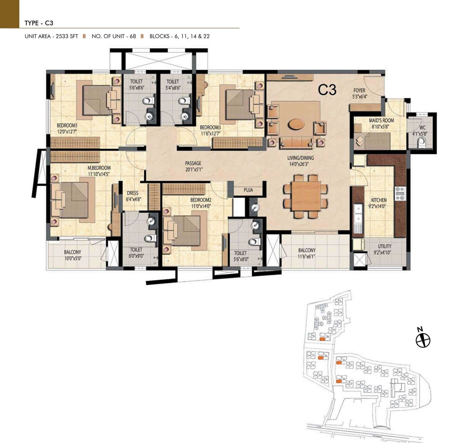 4 BHK 2533 Sq. Ft. Apartment