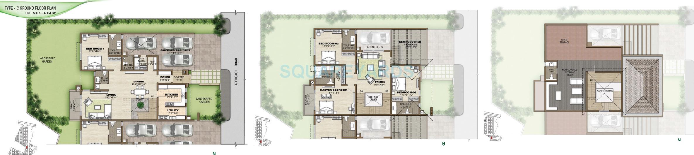 Floor plan of 4 BHK 4864 Sq. Ft. Villa in Prestige Silver Springs, Chennai