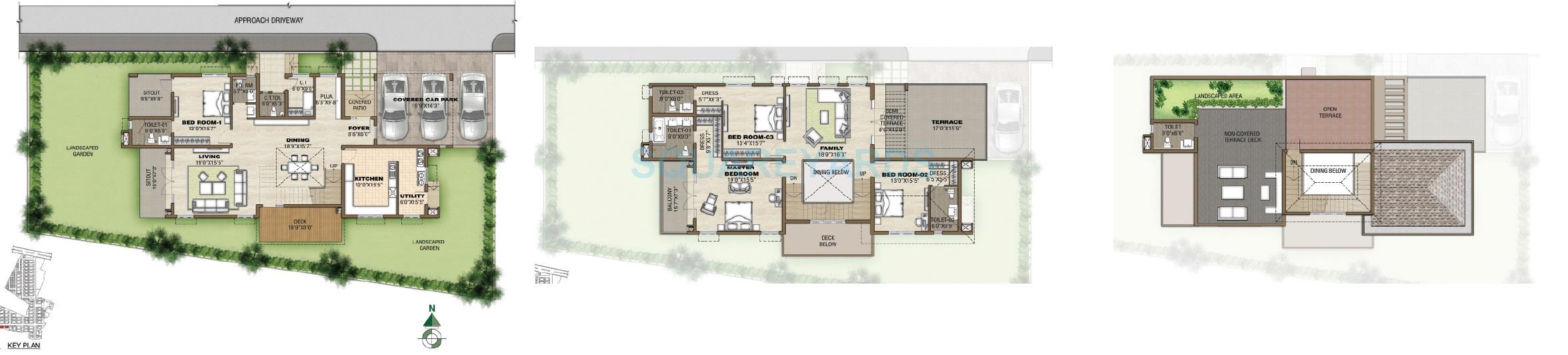 Floor plan of 4 BHK 5527 Sq. Ft. Villa in Prestige Silver Springs, Chennai