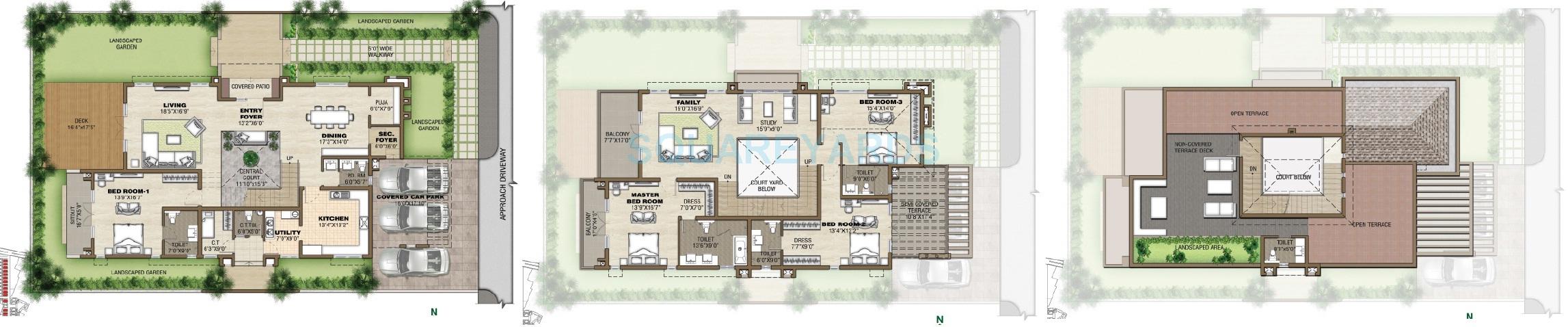 Floor plan of 4 BHK 6108 Sq. Ft. Villa in Prestige Silver Springs, Chennai