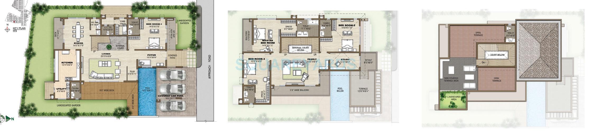Floor plan of 4 BHK 6730 Sq. Ft. Villa in Prestige Silver Springs, Chennai