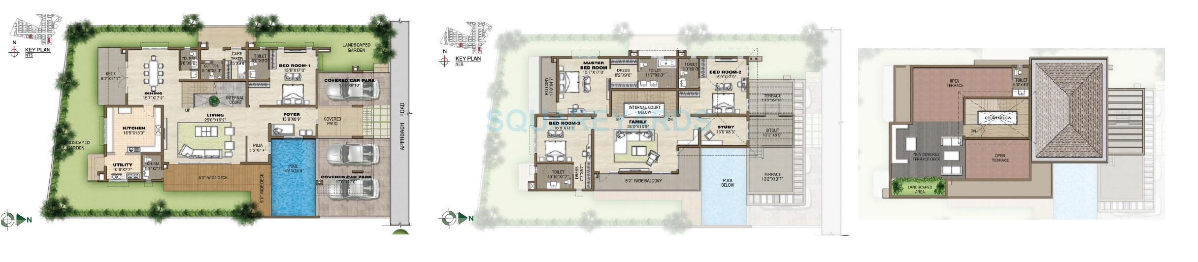 Floor plan of 4 BHK 7291 Sq. Ft. Villa in Prestige Silver Springs, Chennai