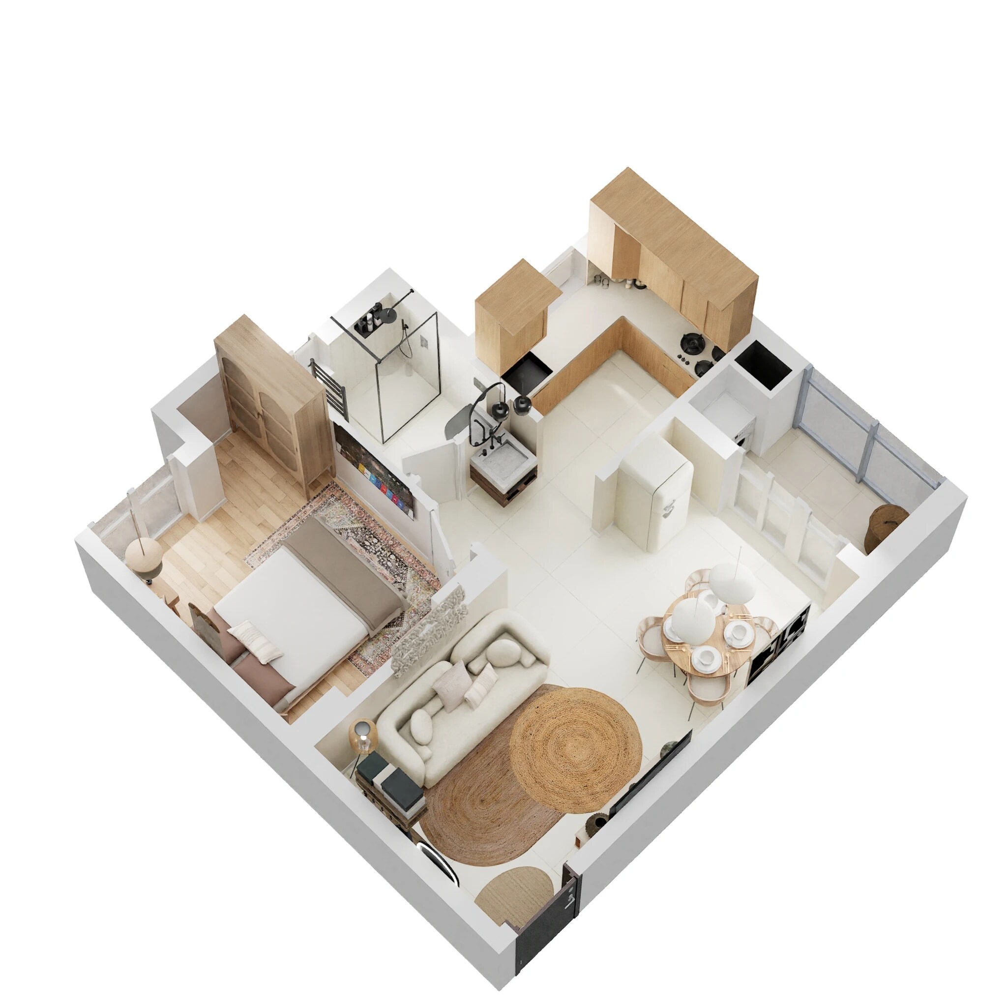 Floor plan of 1 BHK 588 Sq. Ft. Apartment in Prestige Windsor Park, Chennai