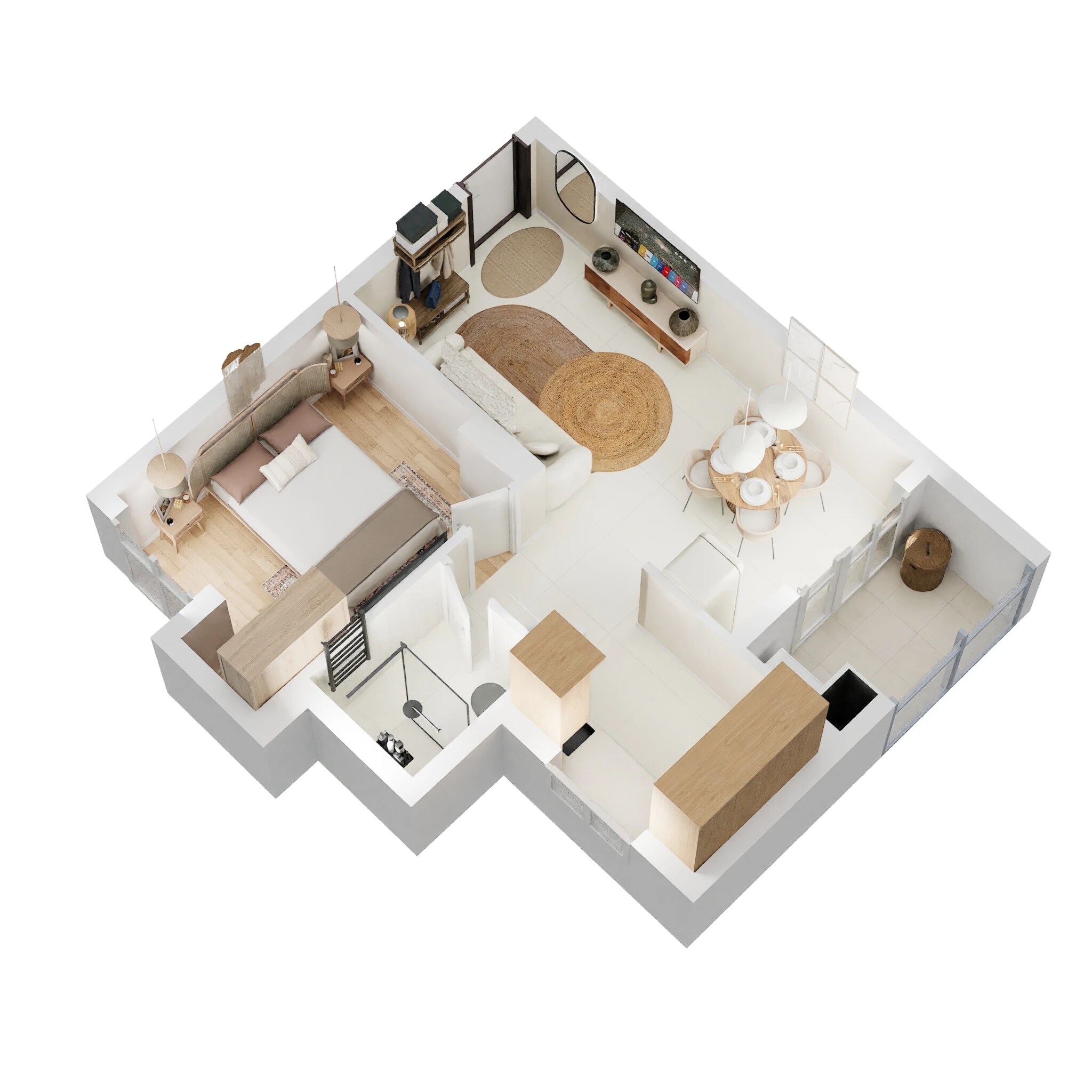 Floor plan of 1 BHK 608 Sq. Ft. Apartment in Prestige Windsor Park, Chennai