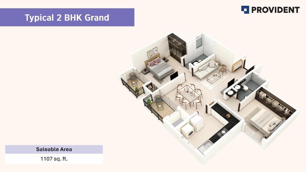 2 BHK 1107 Sq. Ft. Apartment