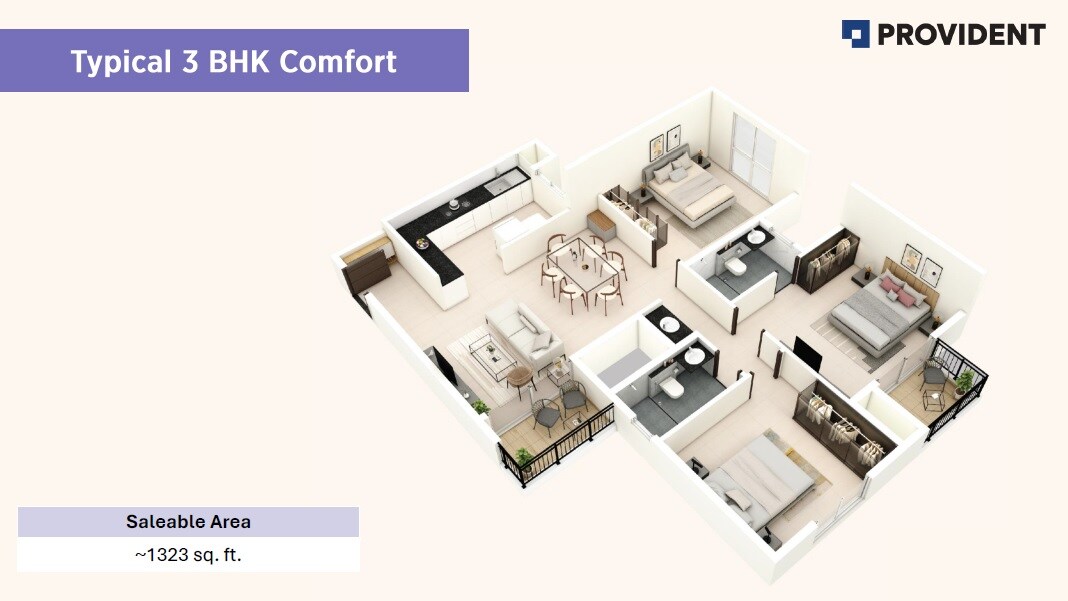 3 BHK 1323 Sq. Ft. Apartment