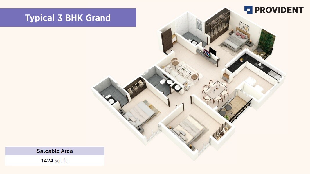 3 BHK 1424 Sq. Ft. Apartment