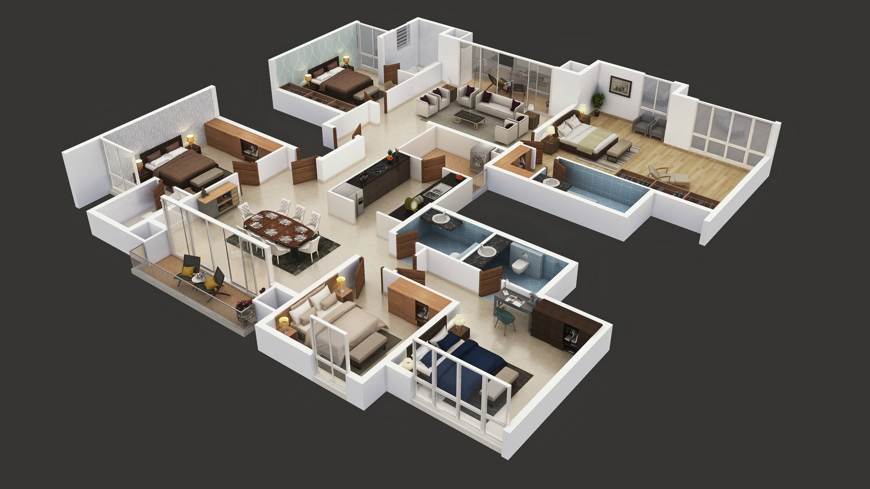 Floor plan of 5 BHK 3750 Sq. Ft. Apartment in Puravankara Purva Somerset House, Chennai