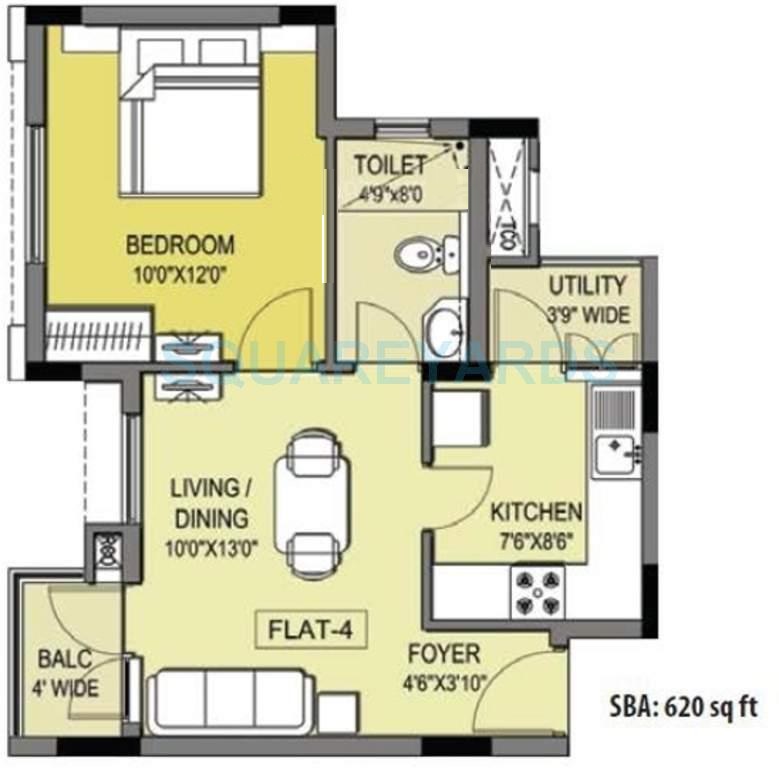 1 BHK 620 Sq. Ft. Apartment in Puravankara Windermere