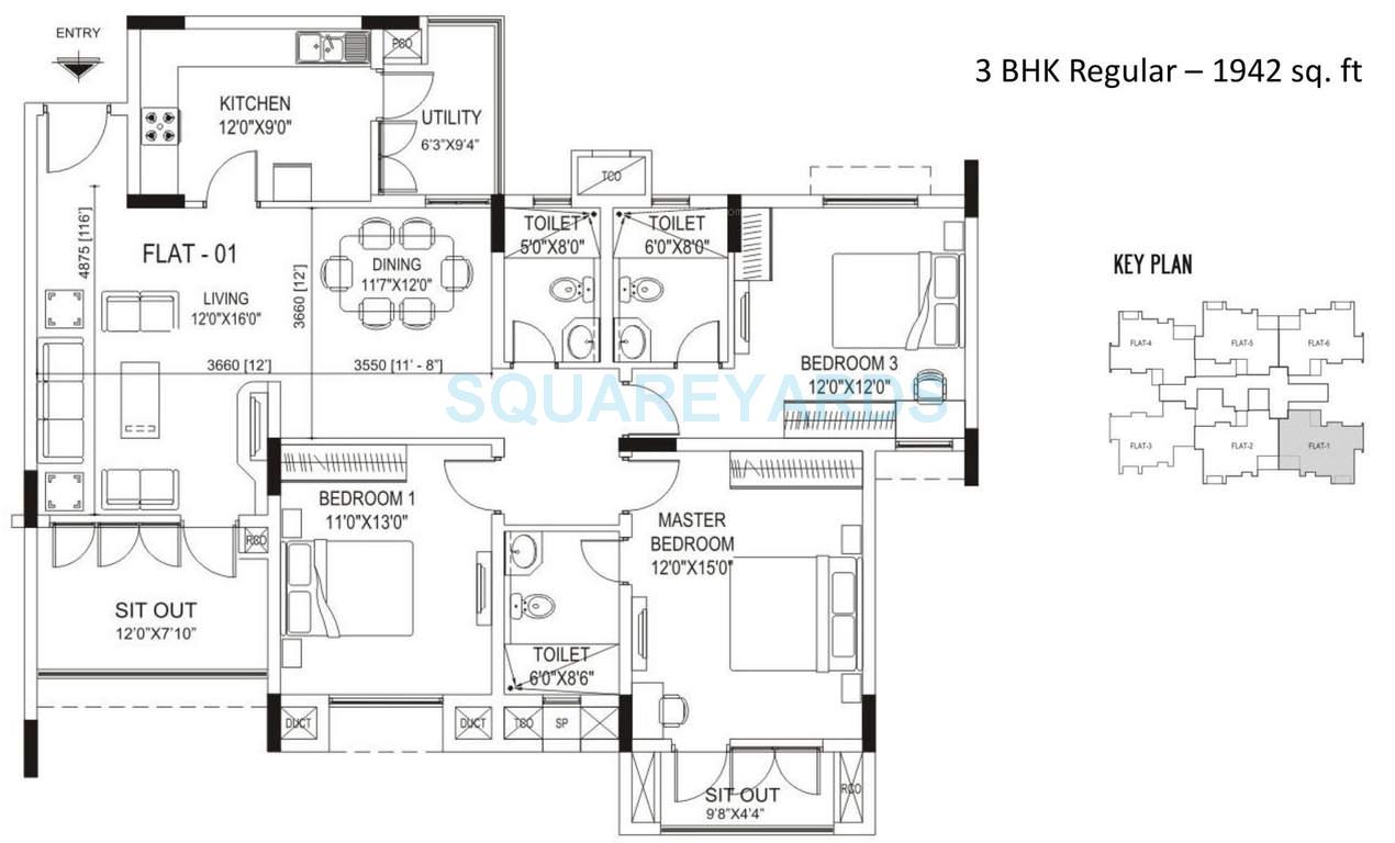 3 BHK 1942 Sq. Ft. Apartment