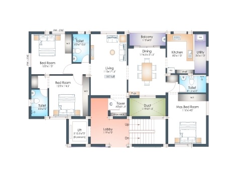 Pushkars Kalpataru 3 BHK Layout