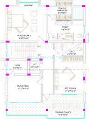 Floor plan of 4 BHK 5300 Sq. Ft. Villa in Radiance Realty Green Springs, Chennai