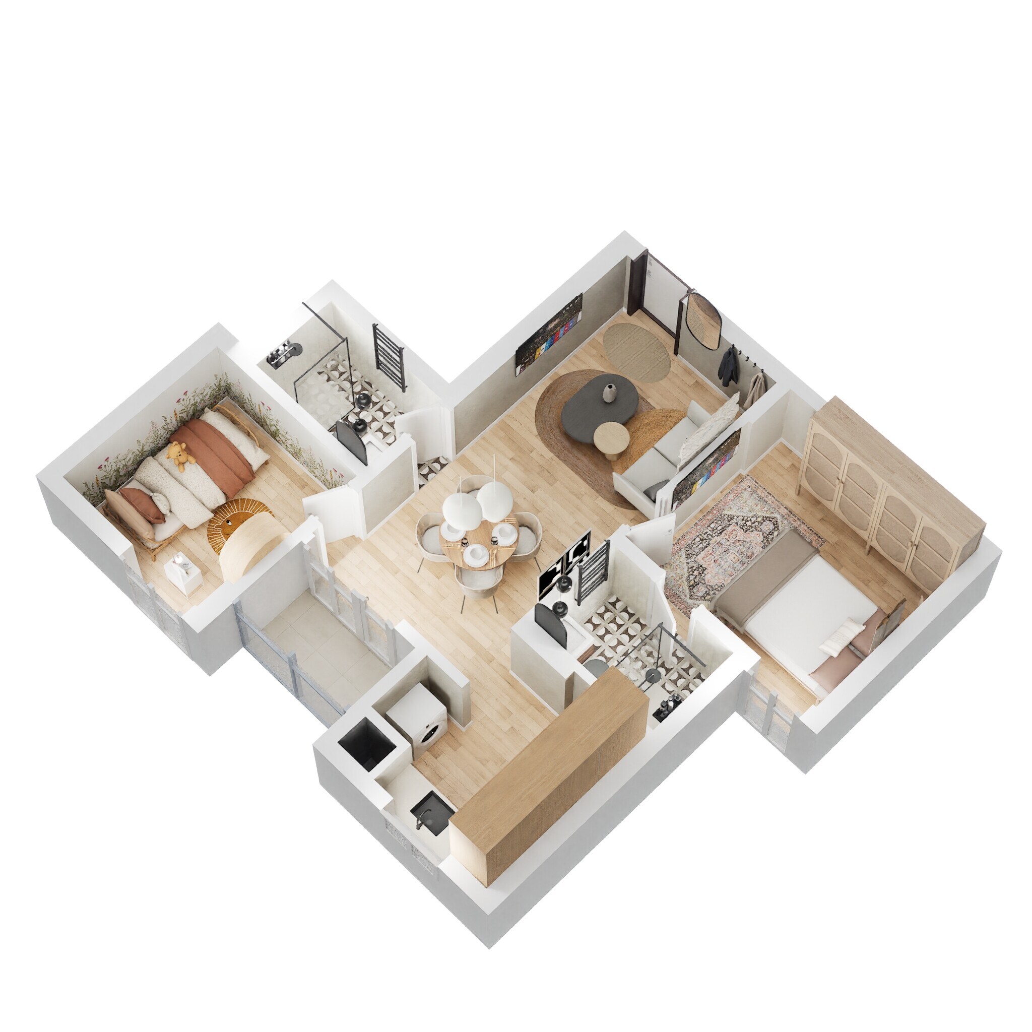 Floor plan of 2 BHK 768 Sq. Ft. Apartment in Radiance Realty Royale, Chennai