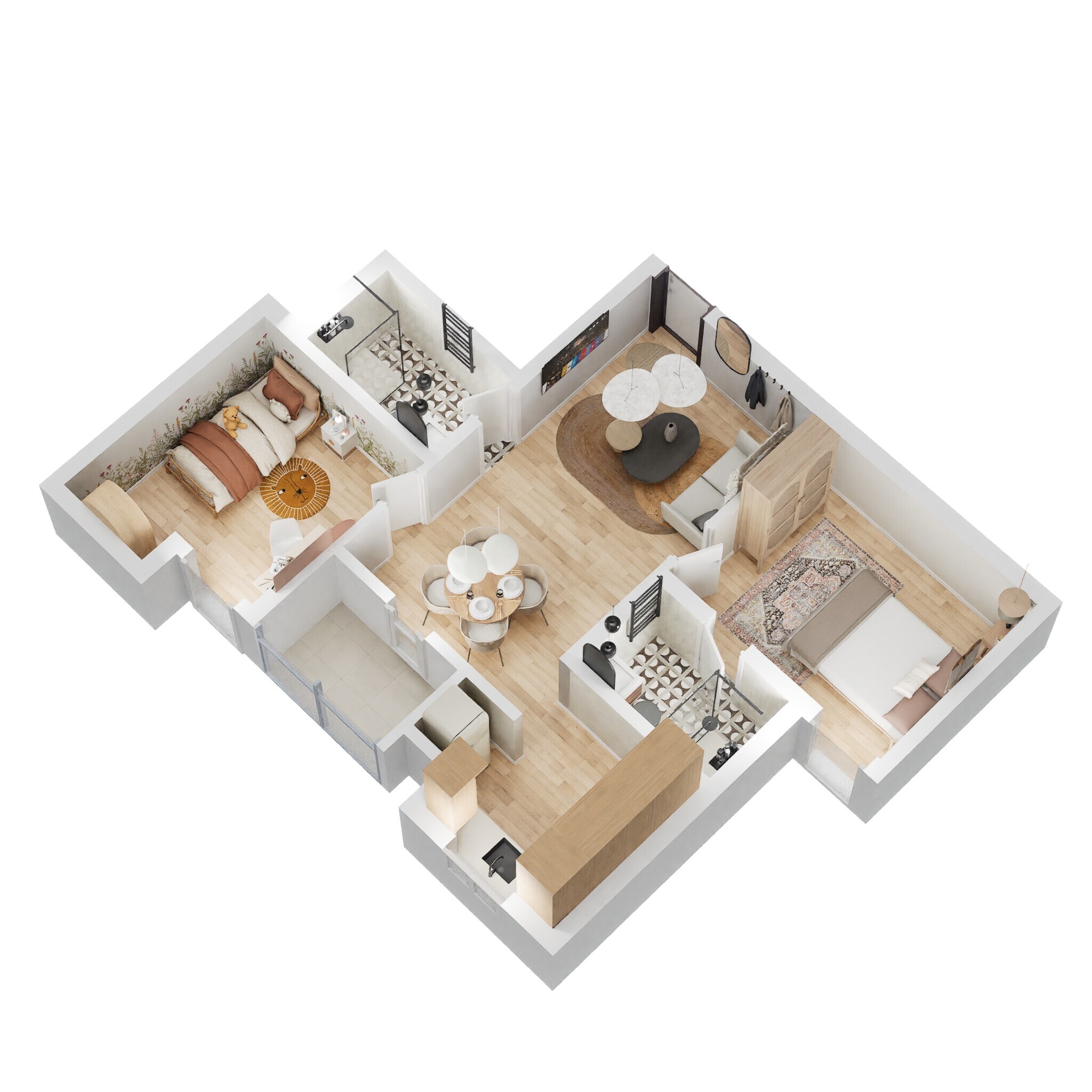 Floor plan of 2 BHK 858 Sq. Ft. Apartment in Radiance Realty Royale, Chennai