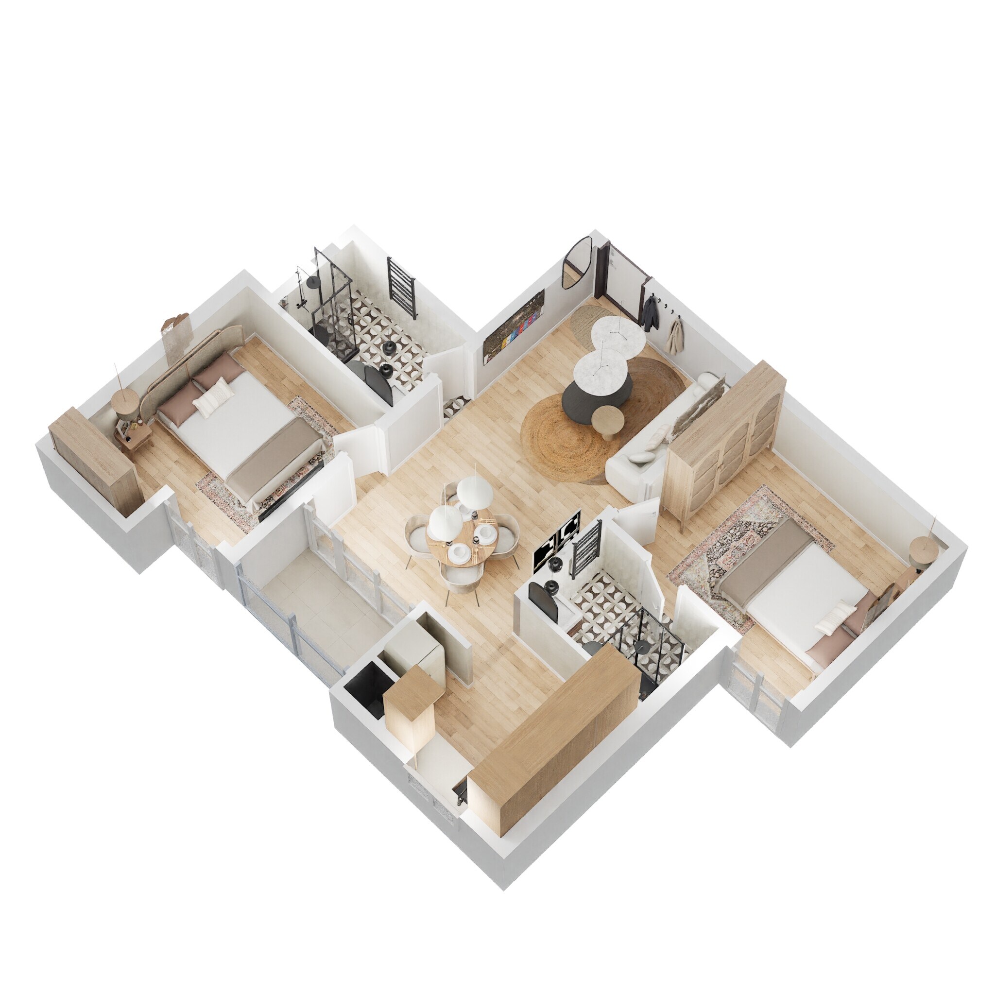 Floor plan of 2 BHK 862 Sq. Ft. Apartment in Radiance Realty Royale, Chennai