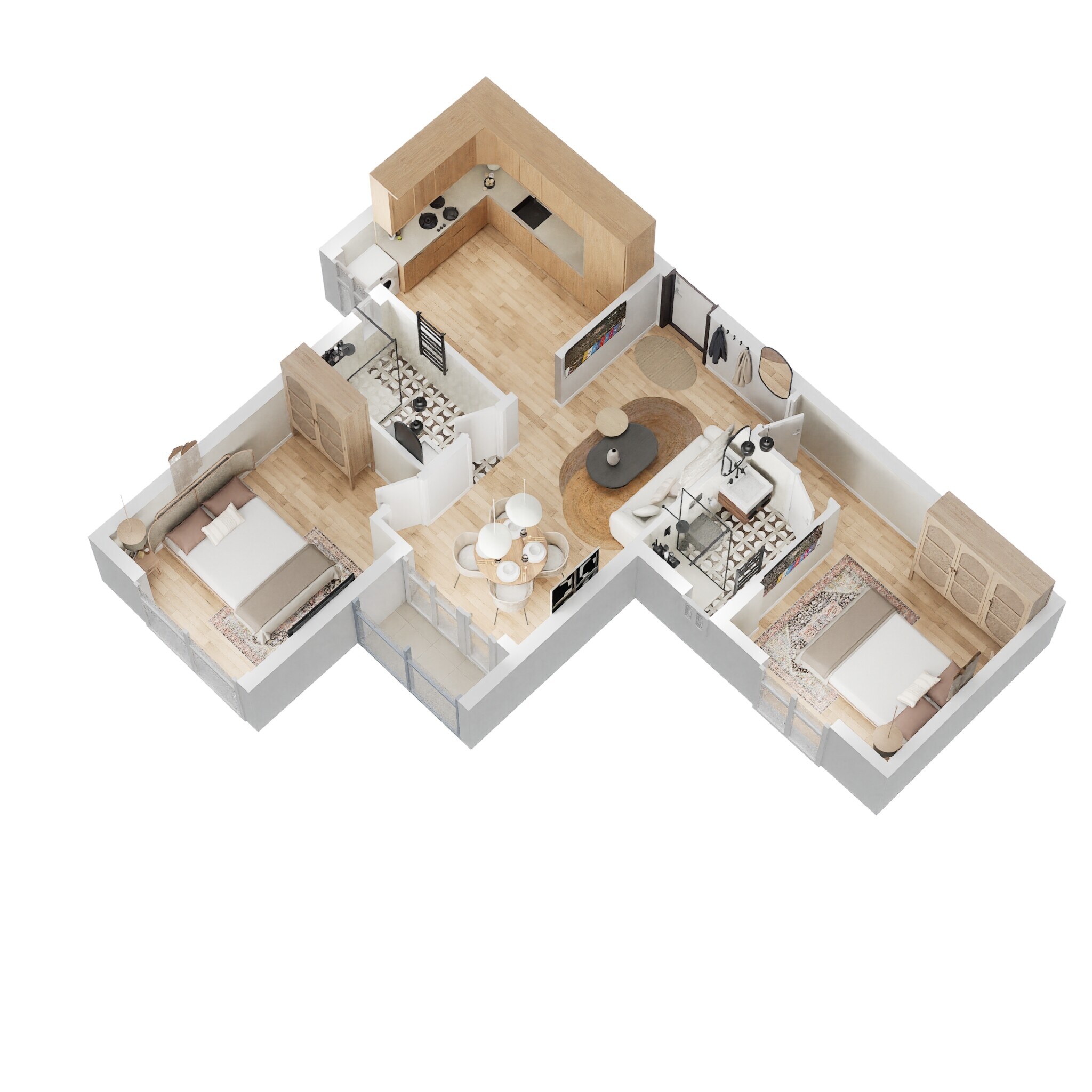 Floor plan of 2 BHK 908 Sq. Ft. Apartment in Radiance Realty Royale, Chennai