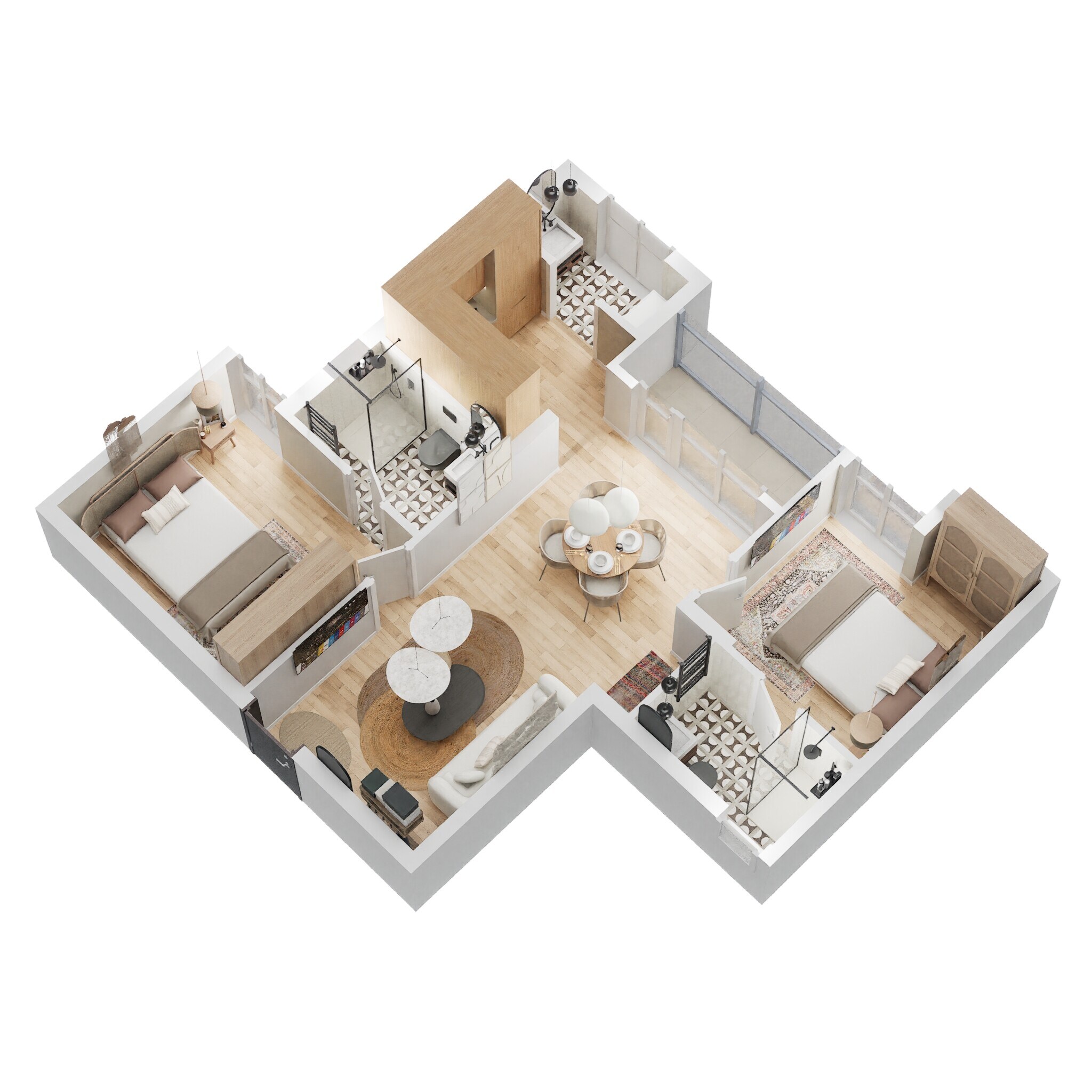 Floor plan of 2 BHK 956 Sq. Ft. Apartment in Radiance Realty Royale, Chennai