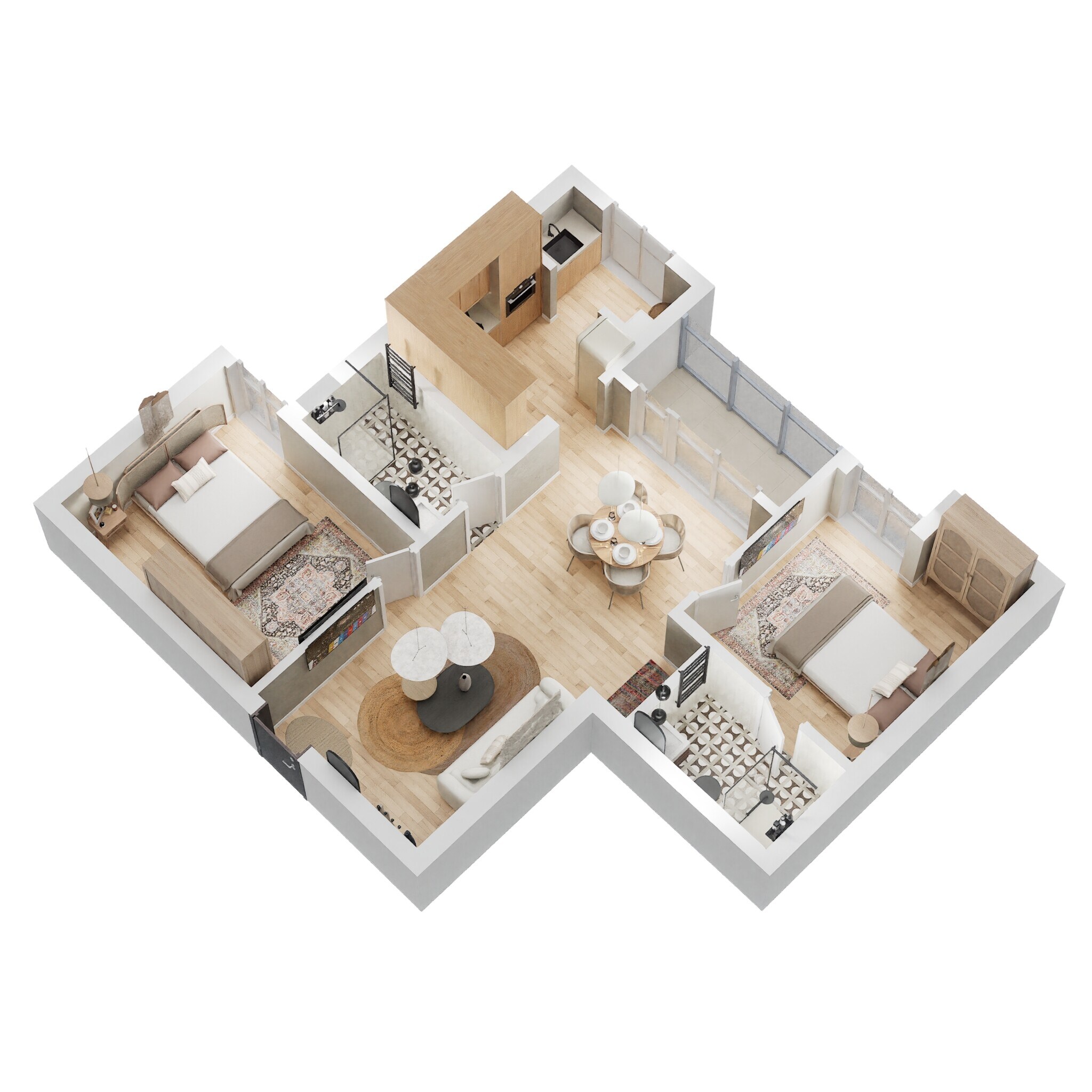 Floor plan of 2 BHK 967 Sq. Ft. Apartment in Radiance Realty Royale, Chennai