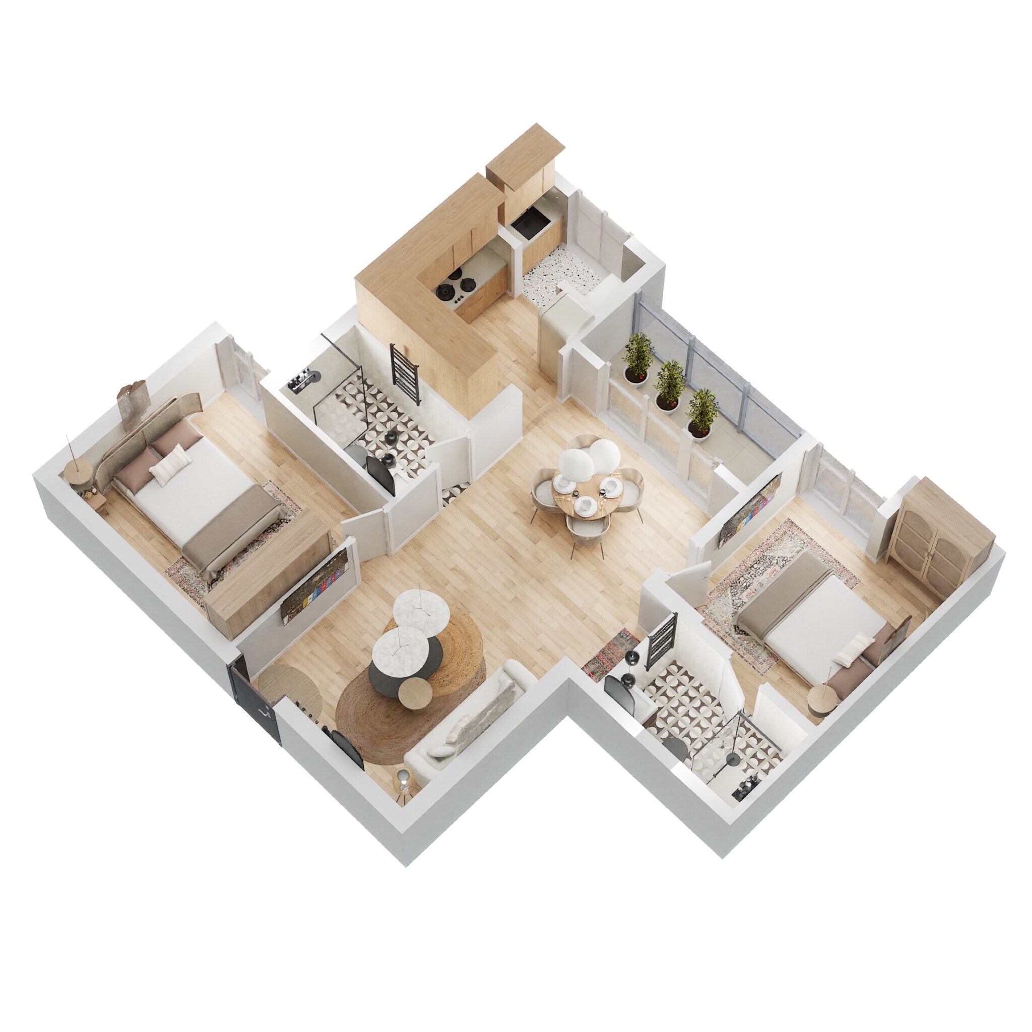Floor plan of 2 BHK 986 Sq. Ft. Apartment in Radiance Realty Royale, Chennai