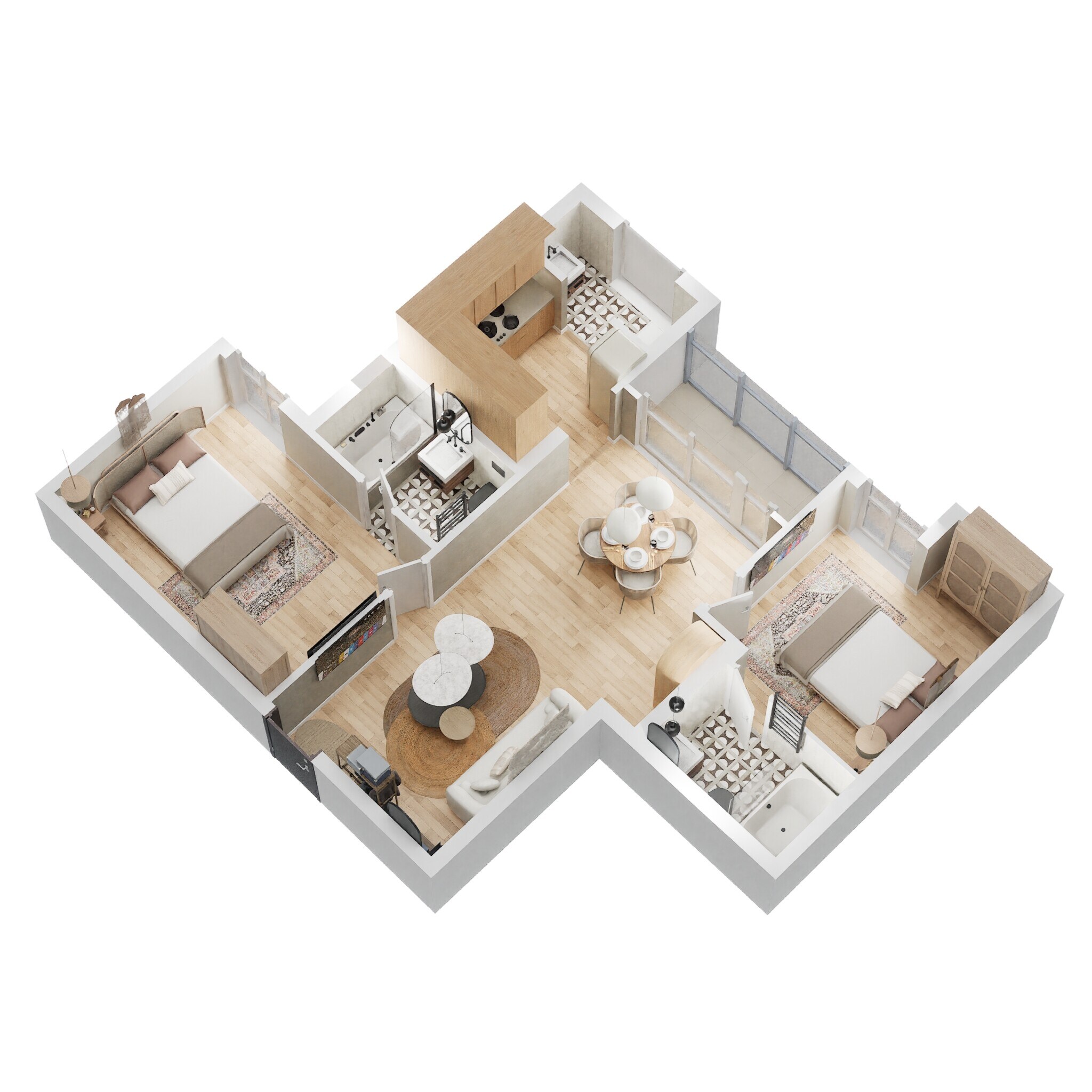 Floor plan of 2 BHK 994 Sq. Ft. Apartment in Radiance Realty Royale, Chennai