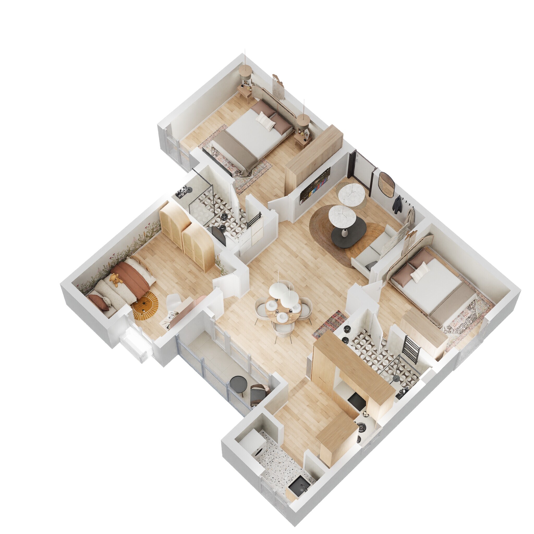 Floor plan of 3 BHK 1100 Sq. Ft. Apartment in Radiance Realty Royale, Chennai