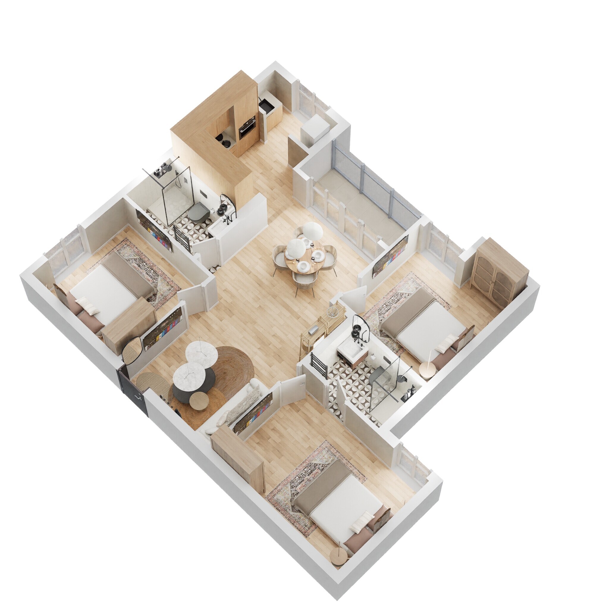 Floor plan of 3 BHK 1132 Sq. Ft. Apartment in Radiance Realty Royale, Chennai