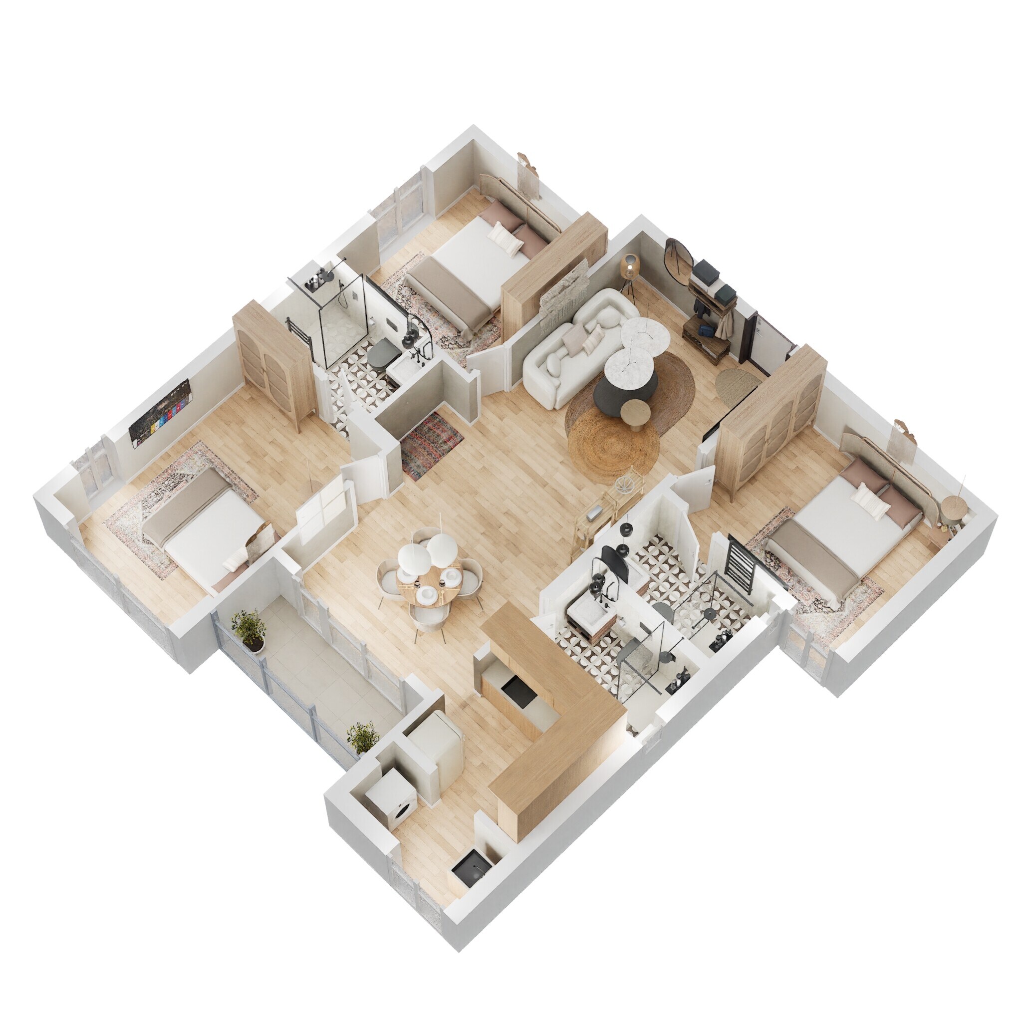 Floor plan of 3 BHK 1295 Sq. Ft. Apartment in Radiance Realty Royale, Chennai