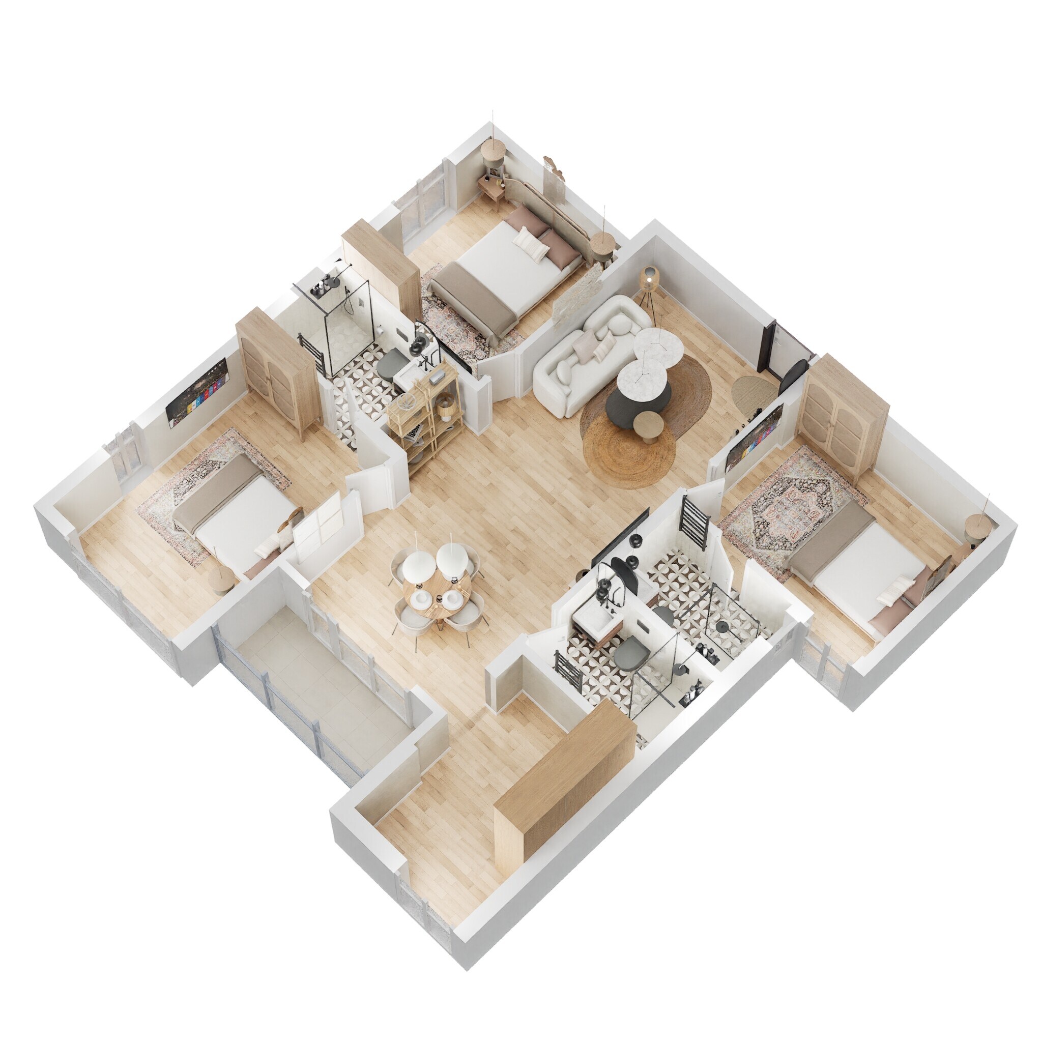 Floor plan of 3 BHK 1304 Sq. Ft. Apartment in Radiance Realty Royale, Chennai