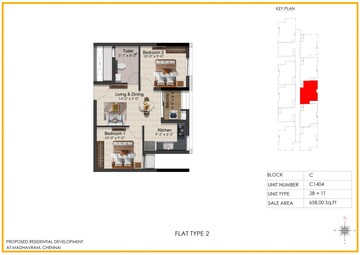  2 BHK Apartment at Radiance Solitaire, Madhavaram – for Sale