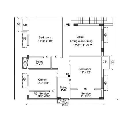 2 BHK 1027 Sq. Ft. Apartment in Rajni Lakshmi Villa