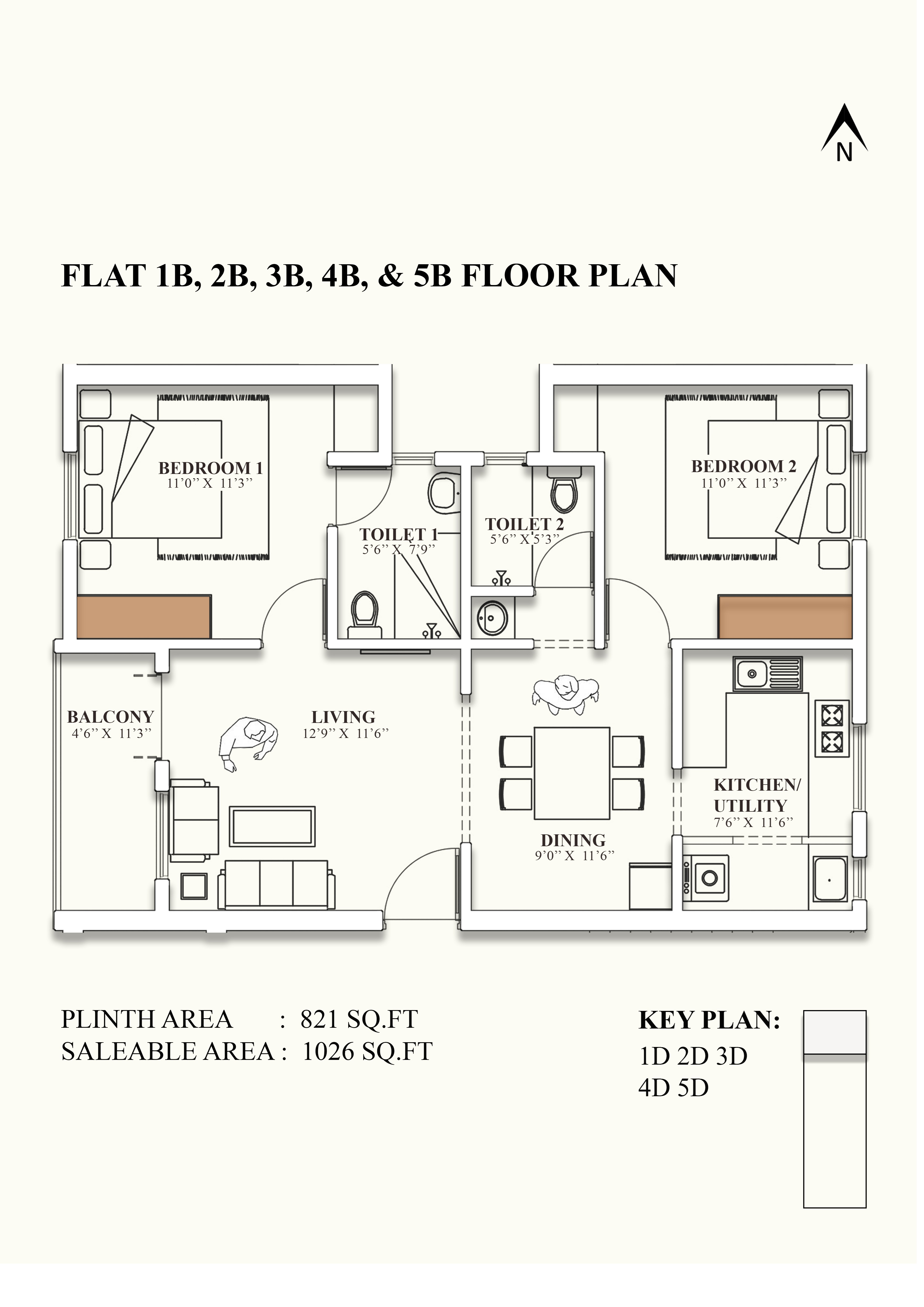 2 BHK 1026 Sq. Ft. Apartment in Ramaniyam Ashok Vihar
