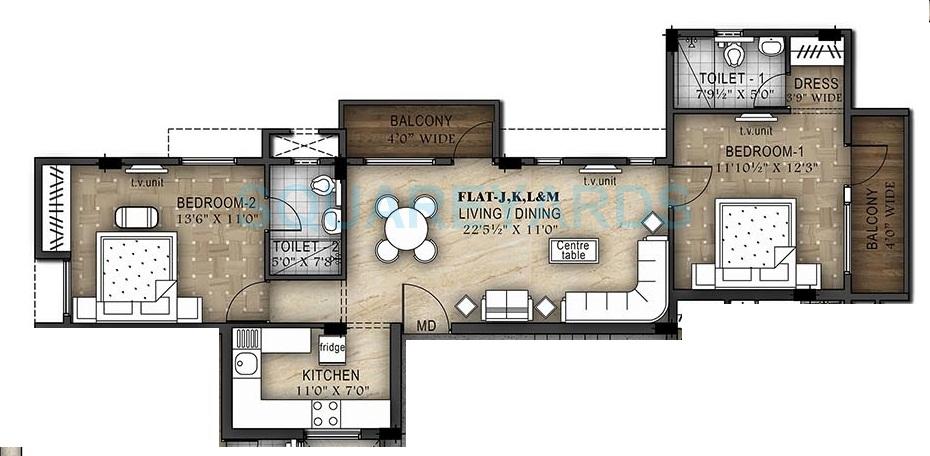 Ramaniyam D 105 2 BHK Layout