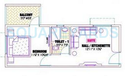 1 BHK 487 Sq. Ft. Apartment in Ramaniyam Gauravv Ph 2 Block Ii