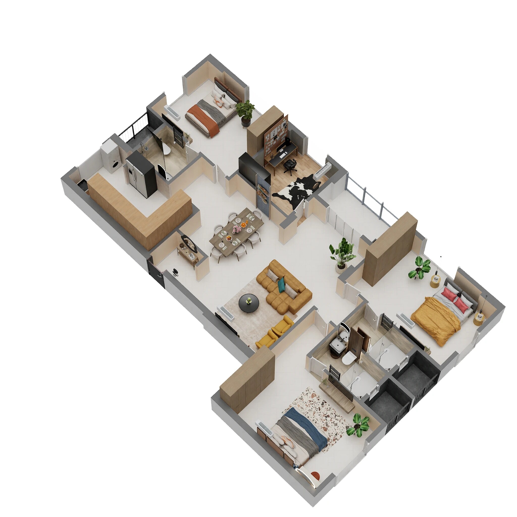 Floor plan of 3 BHK 2071 Sq. Ft. Apartment in Ramaniyam Regal, Chennai