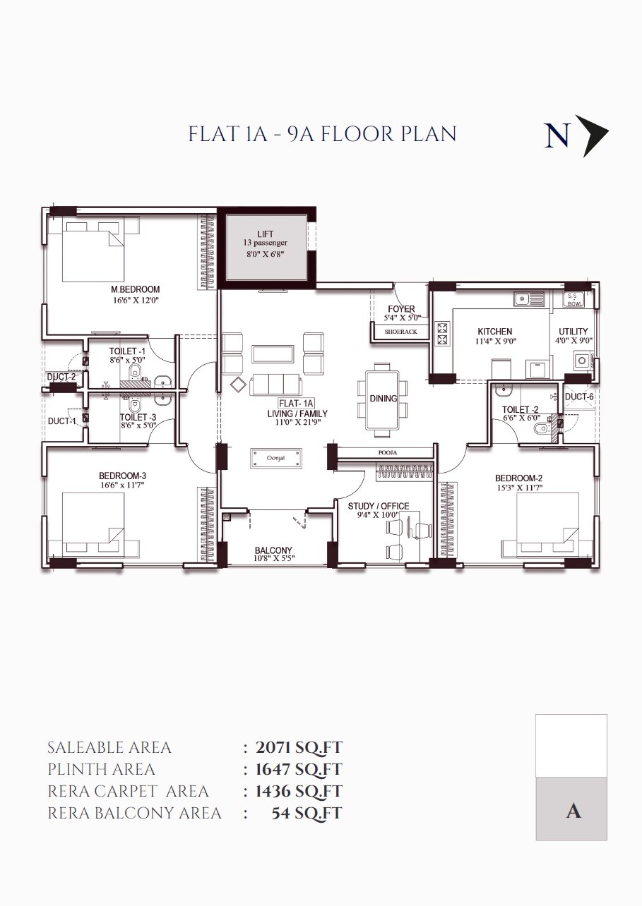 3 BHK 2071 Sq. Ft. Apartment