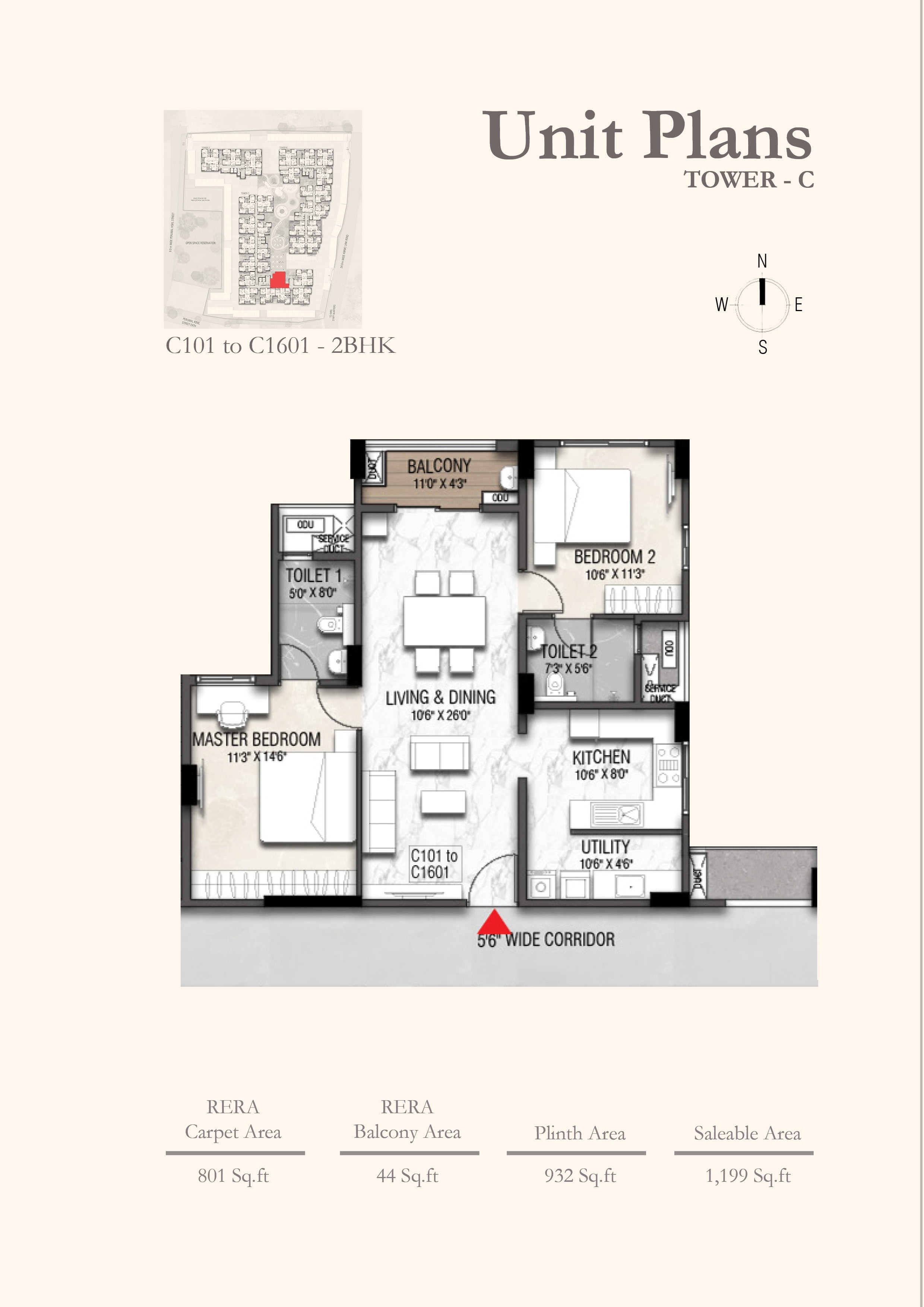Floor plan of 2 BHK 1199 Sq. Ft. Apartment in Ramaniyam Sai Aranya, Chennai