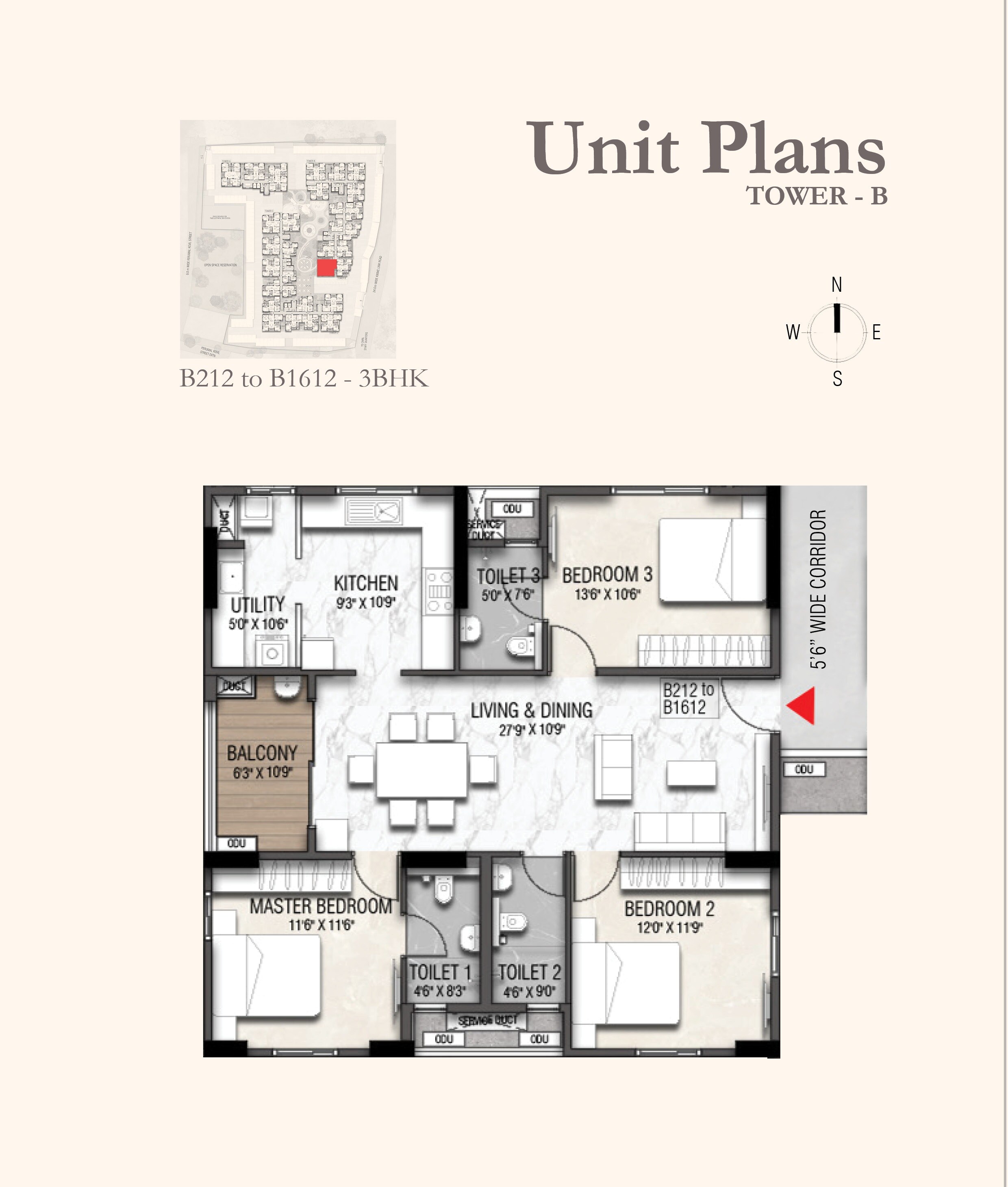 Floor plan of 3 BHK 1521 Sq. Ft. Apartment in Ramaniyam Sai Aranya, Chennai