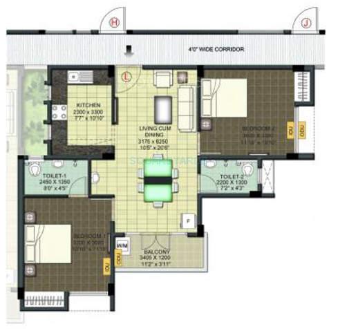 ramaniyam sarovar apartment 2bhk 950sqft1