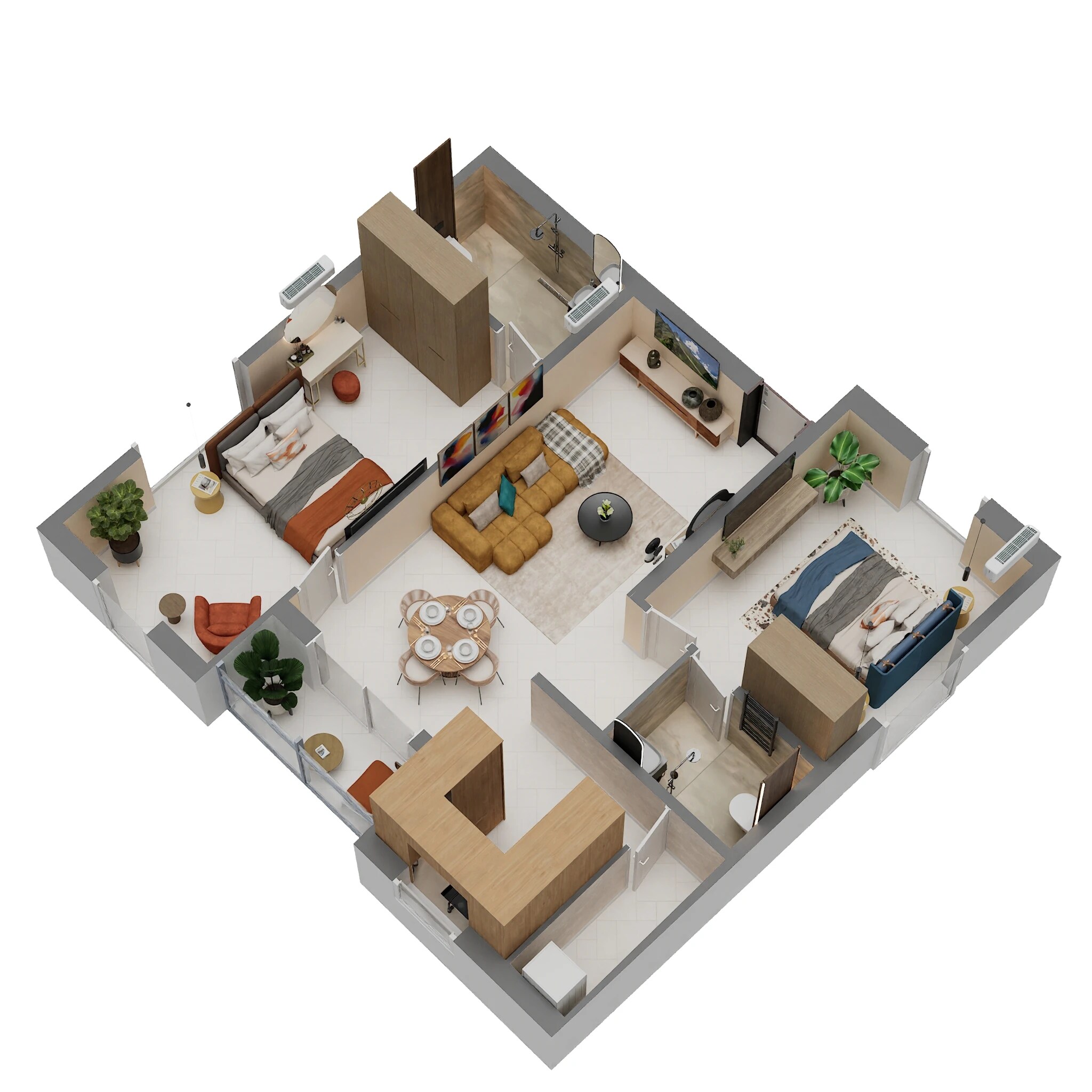2 BHK 1024 Sq. Ft. Apartment