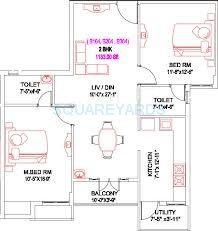 Floor plan of 2 BHK Apartment - 1133 sq. ft. in Royal Splendour Advaya, Chennai