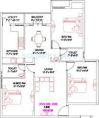 Floor plan of 3 BHK Apartment - 1432 sq. ft. in Royal Splendour Advaya, Chennai