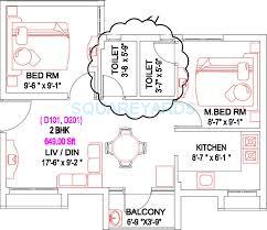 Floor plan of 2 BHK Apartment - 649 sq. ft. in Royal Splendour Advaya, Chennai