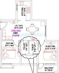 Floor plan of 2 BHK Apartment - 714 sq. ft. in Royal Splendour Advaya, Chennai