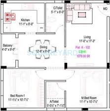 Floor plan of 2 BHK 1078 Sq. Ft. Apartment in Royal Splendour Arcadia, Chennai