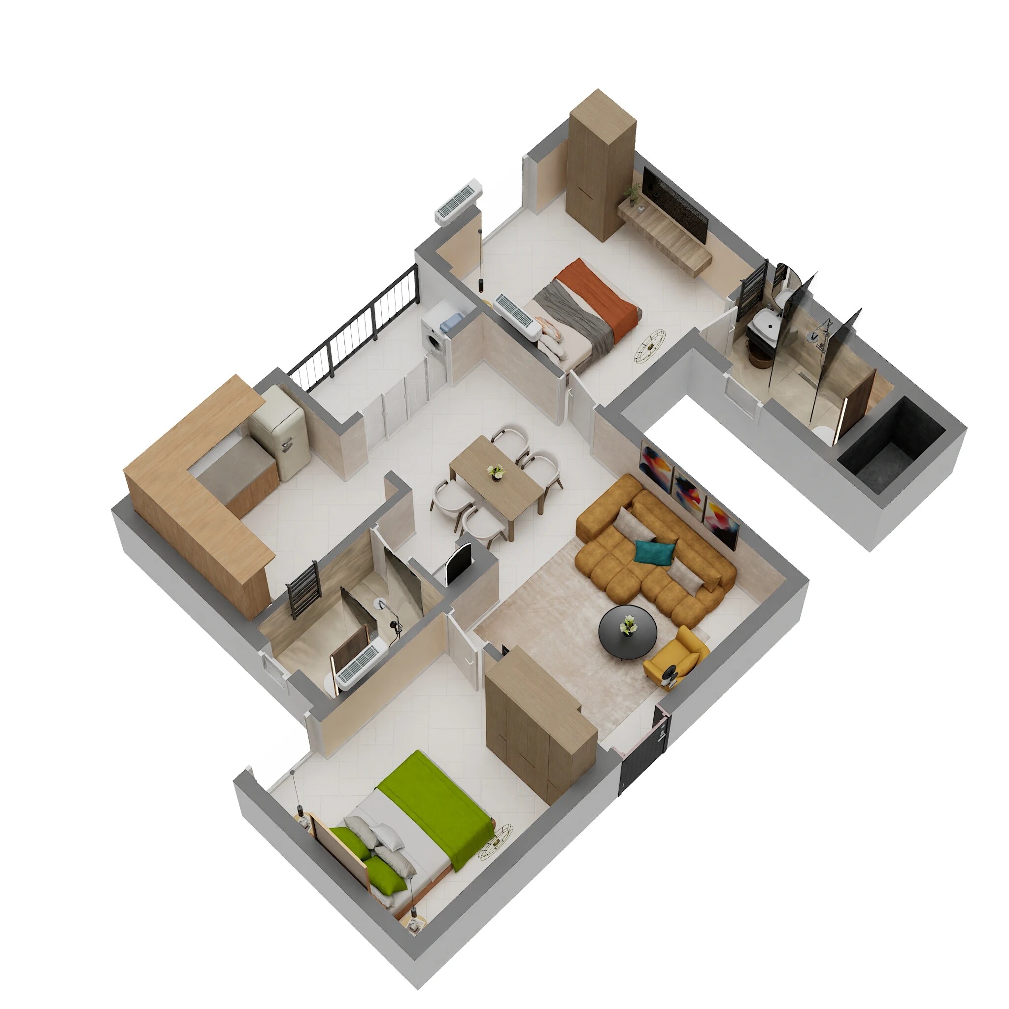 Floor plan of 2 BHK 933 Sq. Ft. Apartment in Ruby Horizon, Chennai