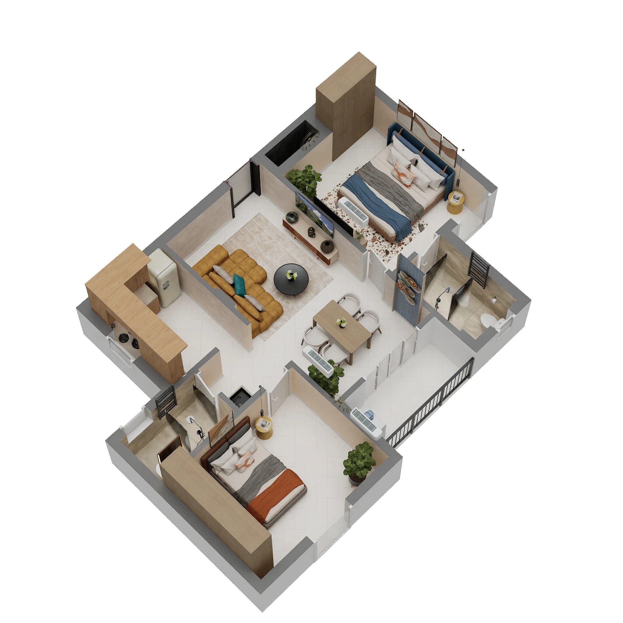 Floor plan of 2 BHK 957 Sq. Ft. Apartment in Ruby Horizon, Chennai