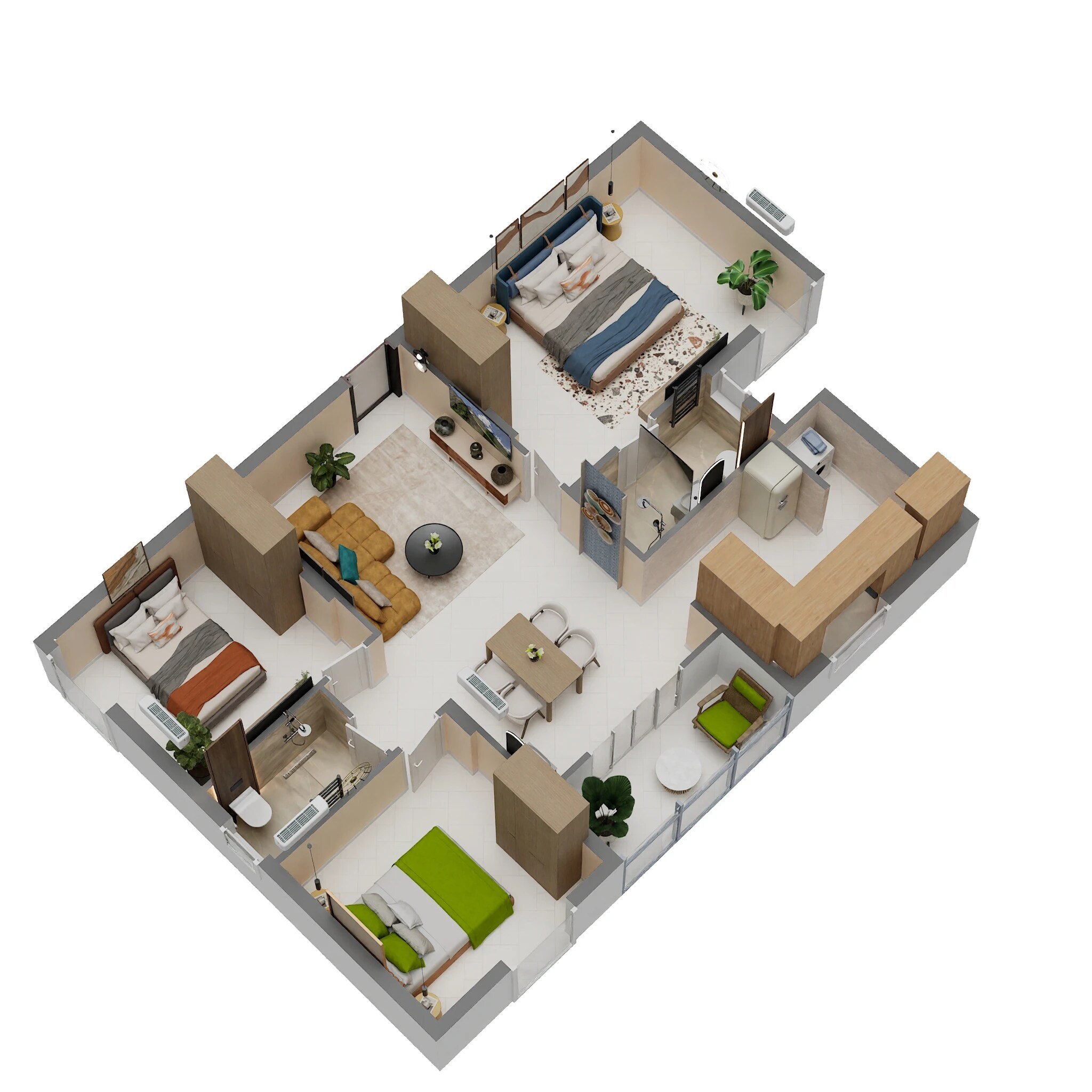 Floor plan of 3 BHK 1229 Sq. Ft. Apartment in Ruby Horizon, Chennai
