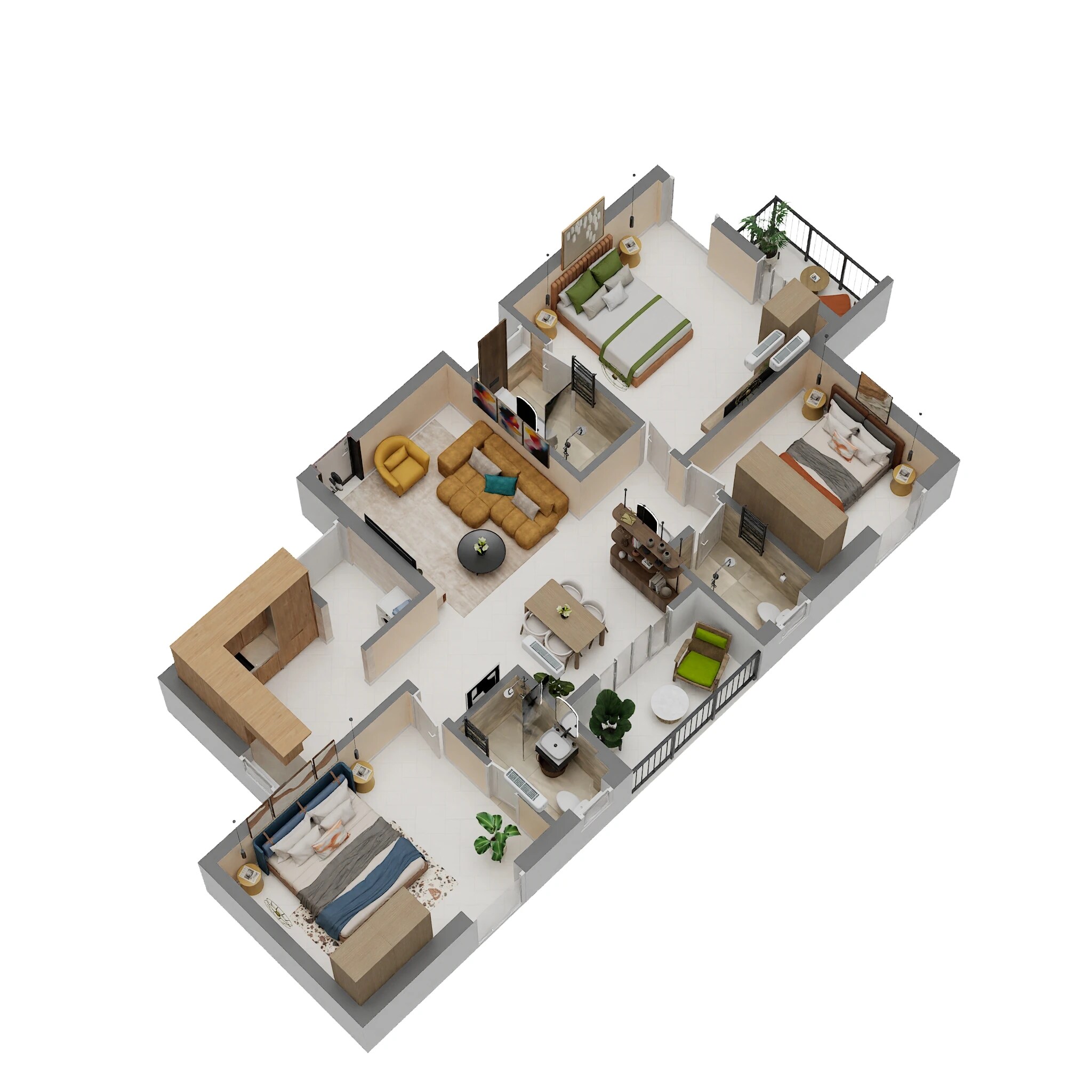 Floor plan of 3 BHK 1378 Sq. Ft. Apartment in Ruby Horizon, Chennai